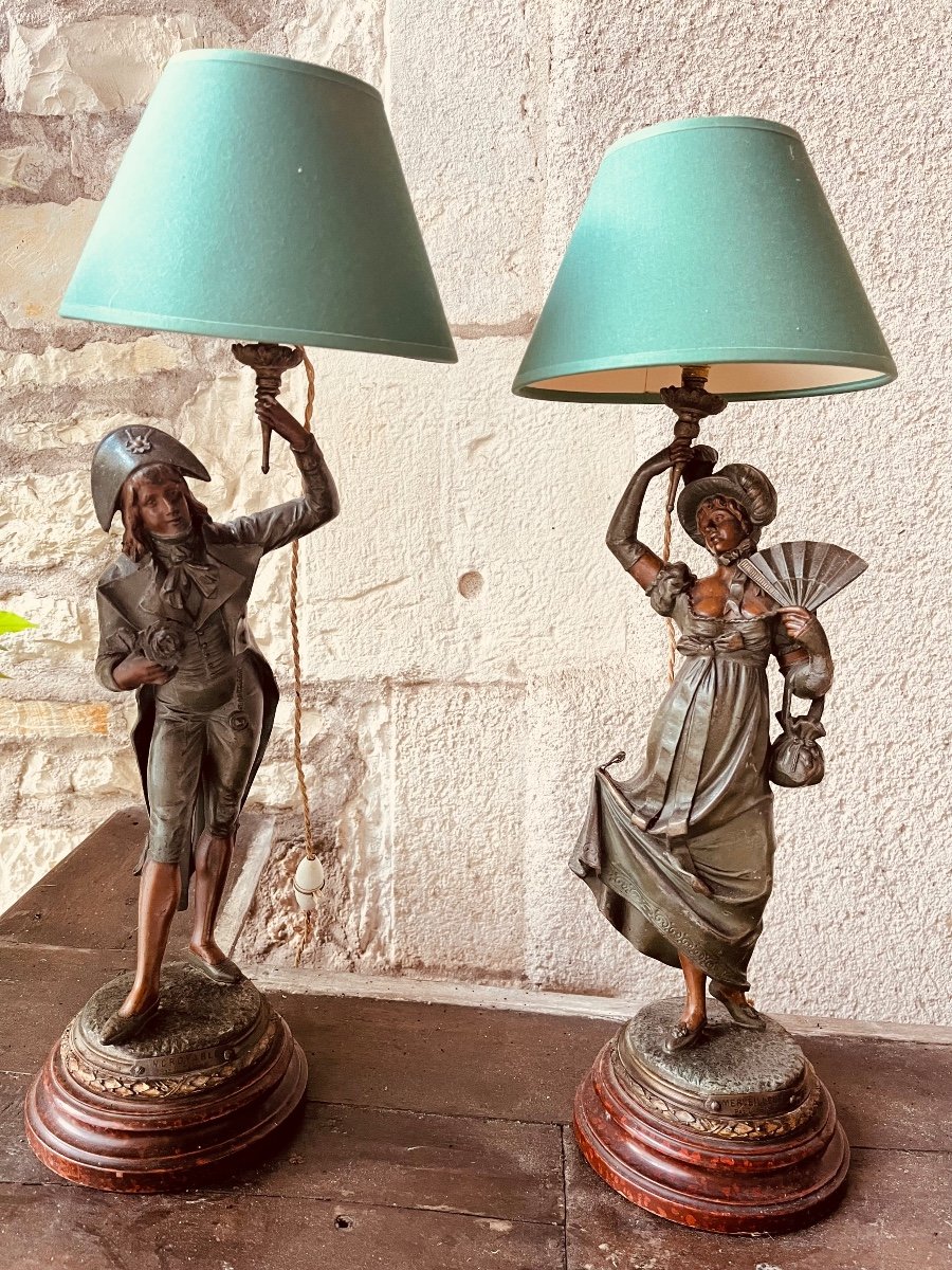 Paires De Lampes En Régule - Incroyable Et Merveilleuse -photo-4