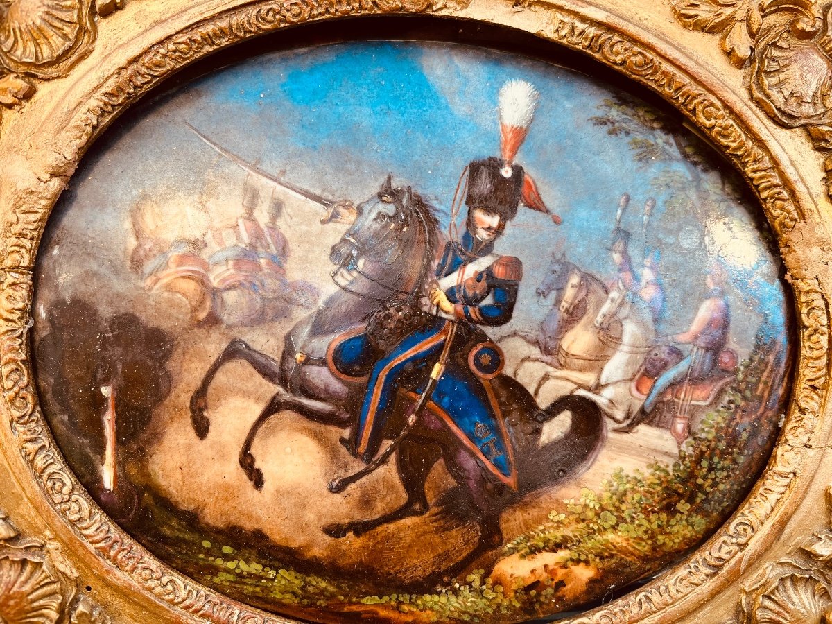 Paire De Tableaux Sur Porcelaine - Bataille Napoléonienne -photo-3