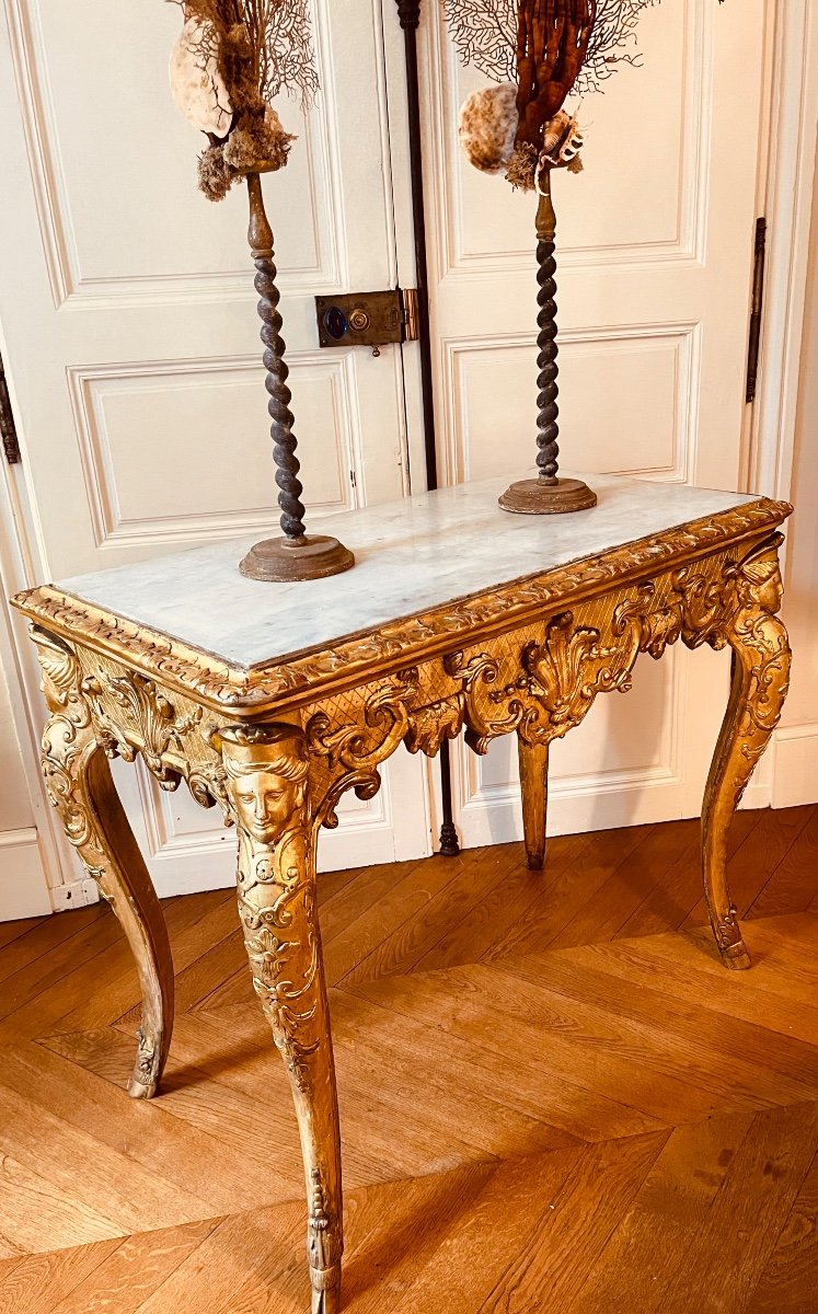 Table à Gibiers En Bois Doré D’époque Régence 