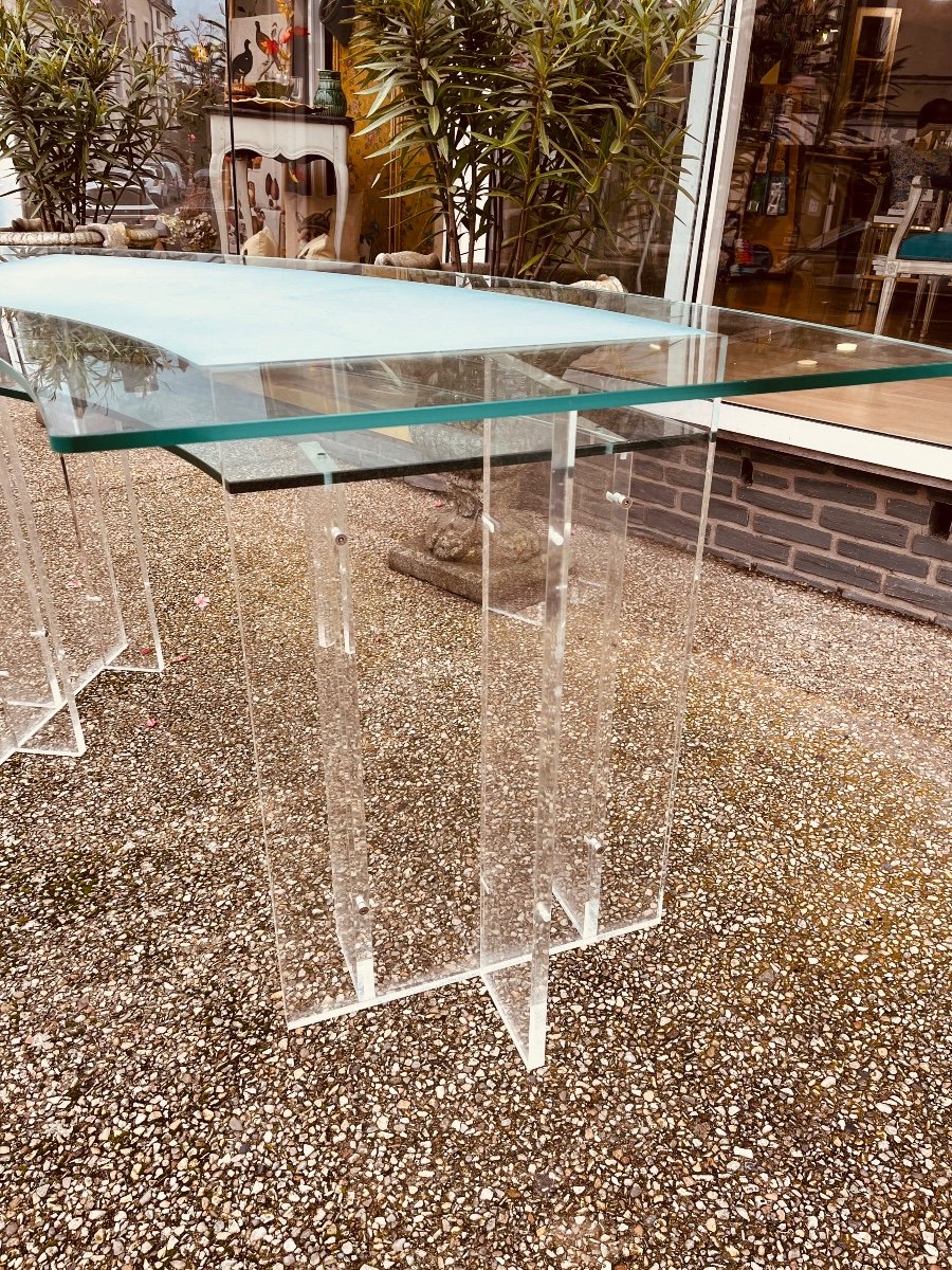 80s Glass And Plexiglass Desk-photo-4