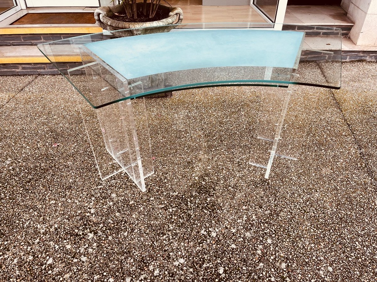 80s Glass And Plexiglass Desk