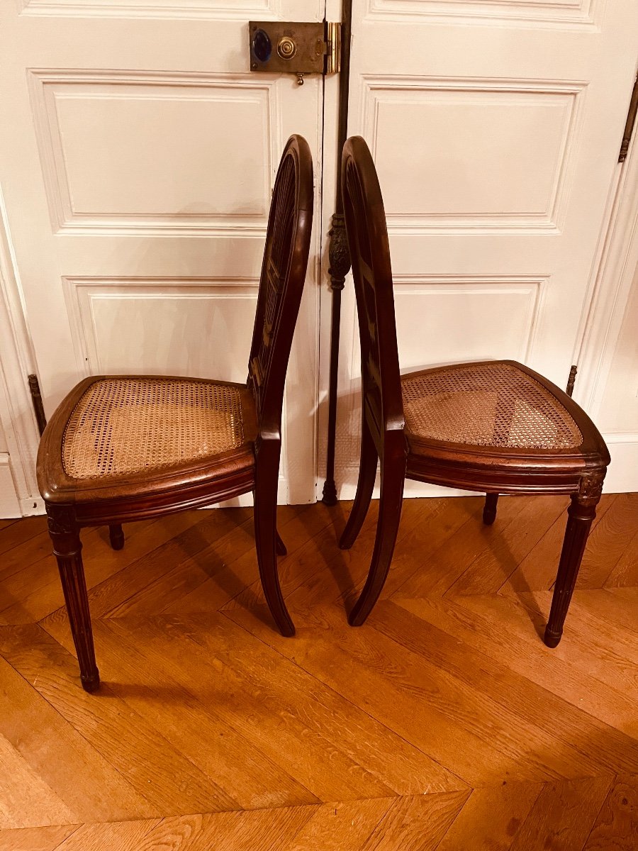 Pair Of Louis XVI Mahogany Chairs - Hot Air Balloon Backrest -photo-4