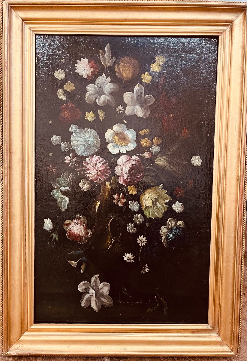 Oil On Canvas - Flowers 18th Century-photo-1