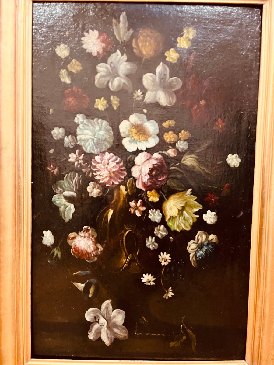 Oil On Canvas - Flowers 18th Century-photo-2