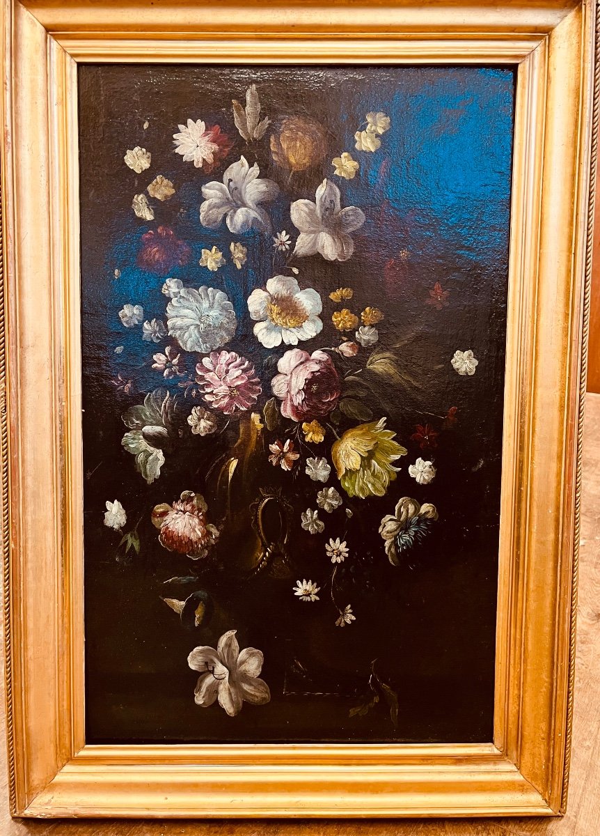 Oil On Canvas - Flowers 18th Century