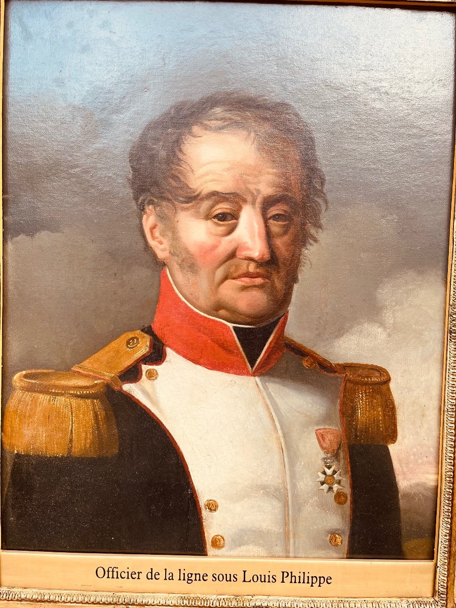 Huile Sur Toile Officier De Ligne Sous Louis Philippe -photo-4