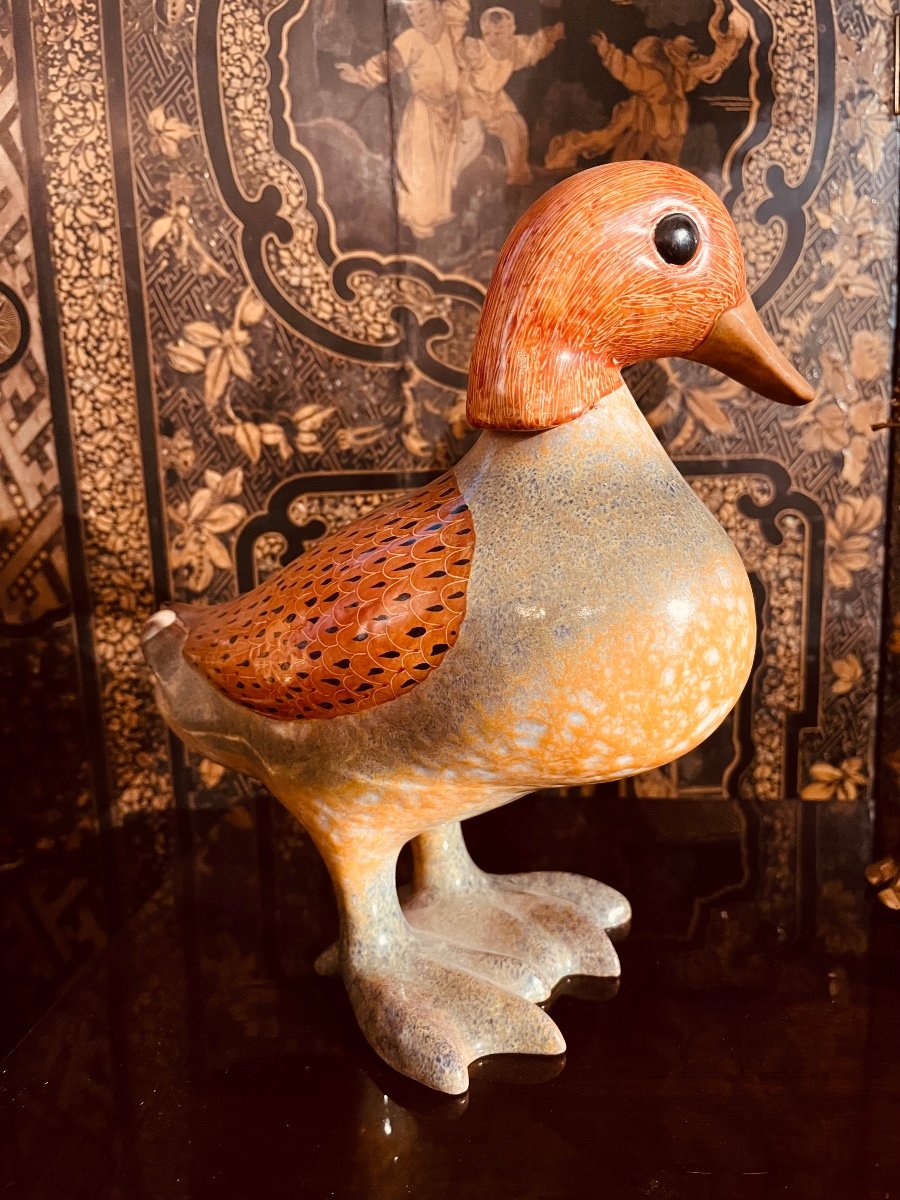 Georges Cassin - Polychrome Ceramic Duck -photo-3