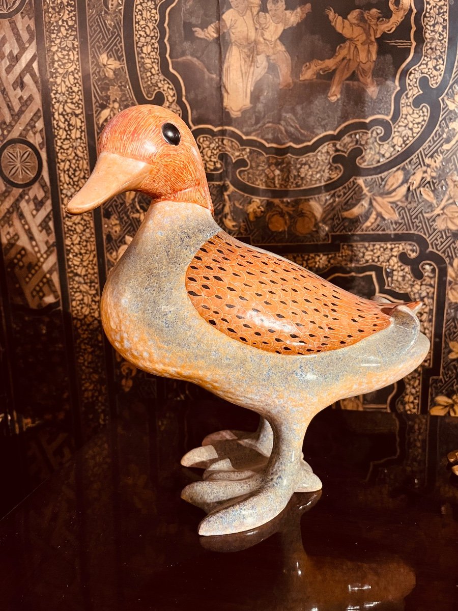 Georges Cassin - Polychrome Ceramic Duck -photo-2