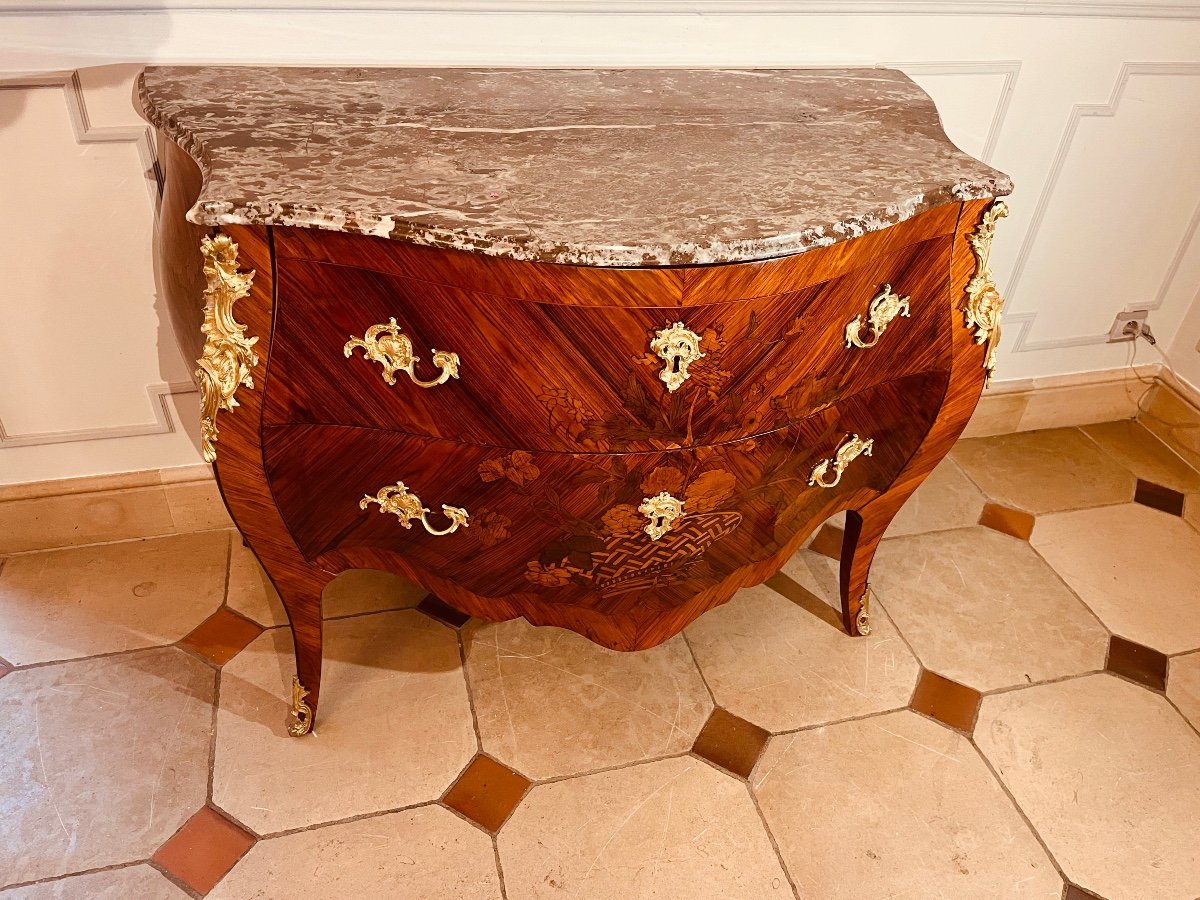 Commode  En Marqueterie De Bois De Rose époque XIXe-photo-2