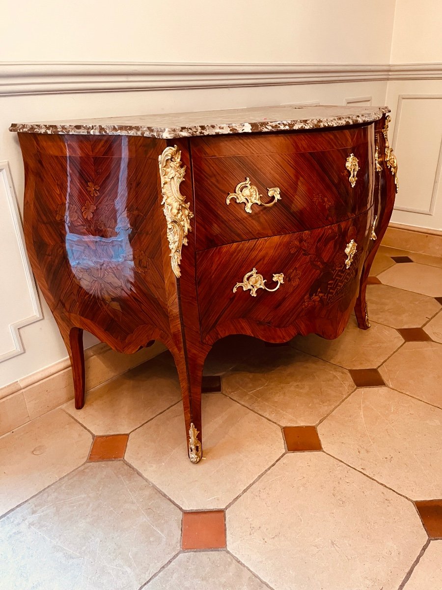 Commode  En Marqueterie De Bois De Rose époque XIXe-photo-4