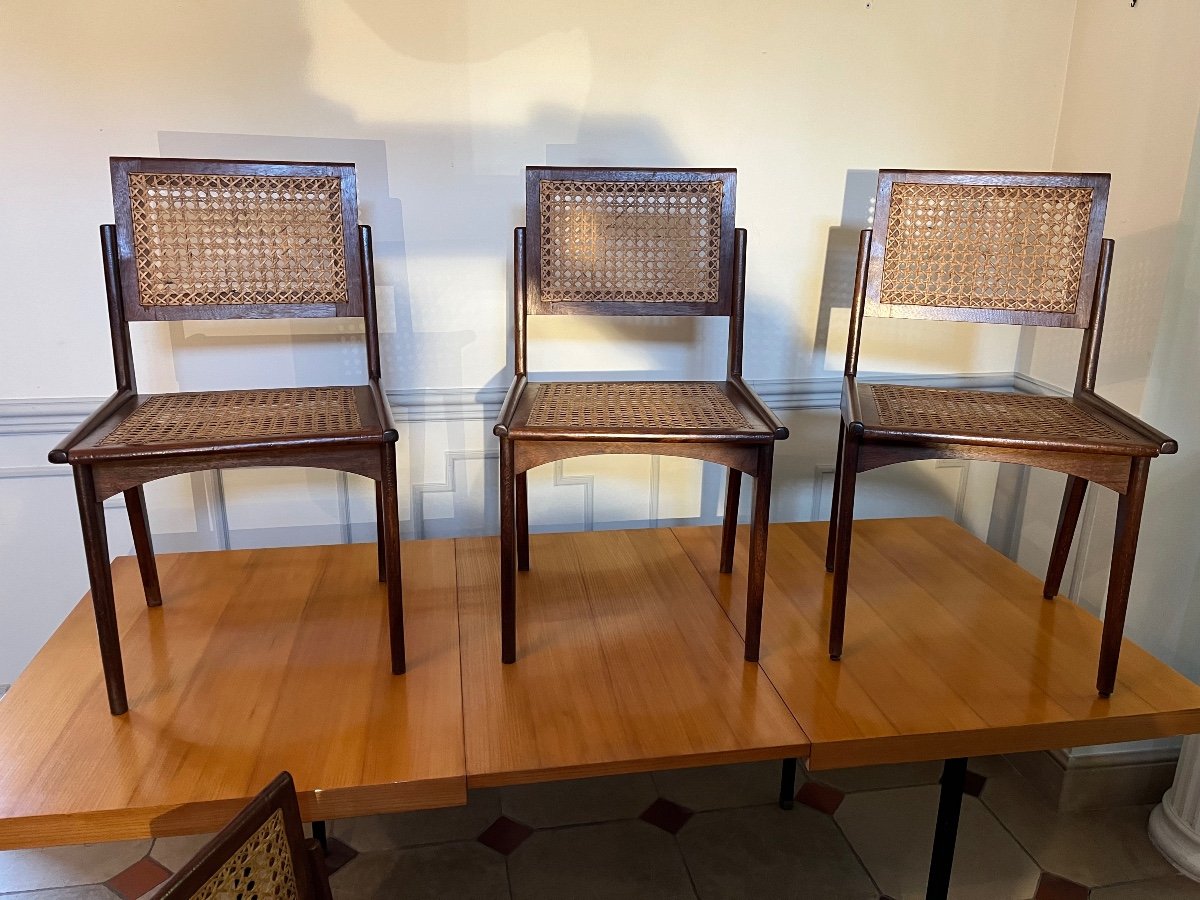 Four Scandinavian Teak Chairs Based On A Model By Le Corbusier-photo-3