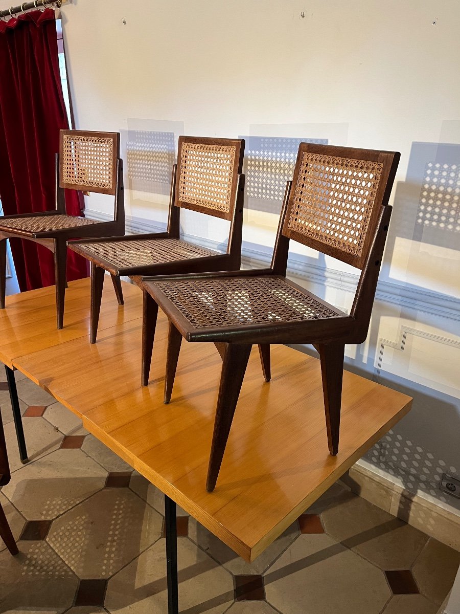 Four Scandinavian Teak Chairs Based On A Model By Le Corbusier-photo-1