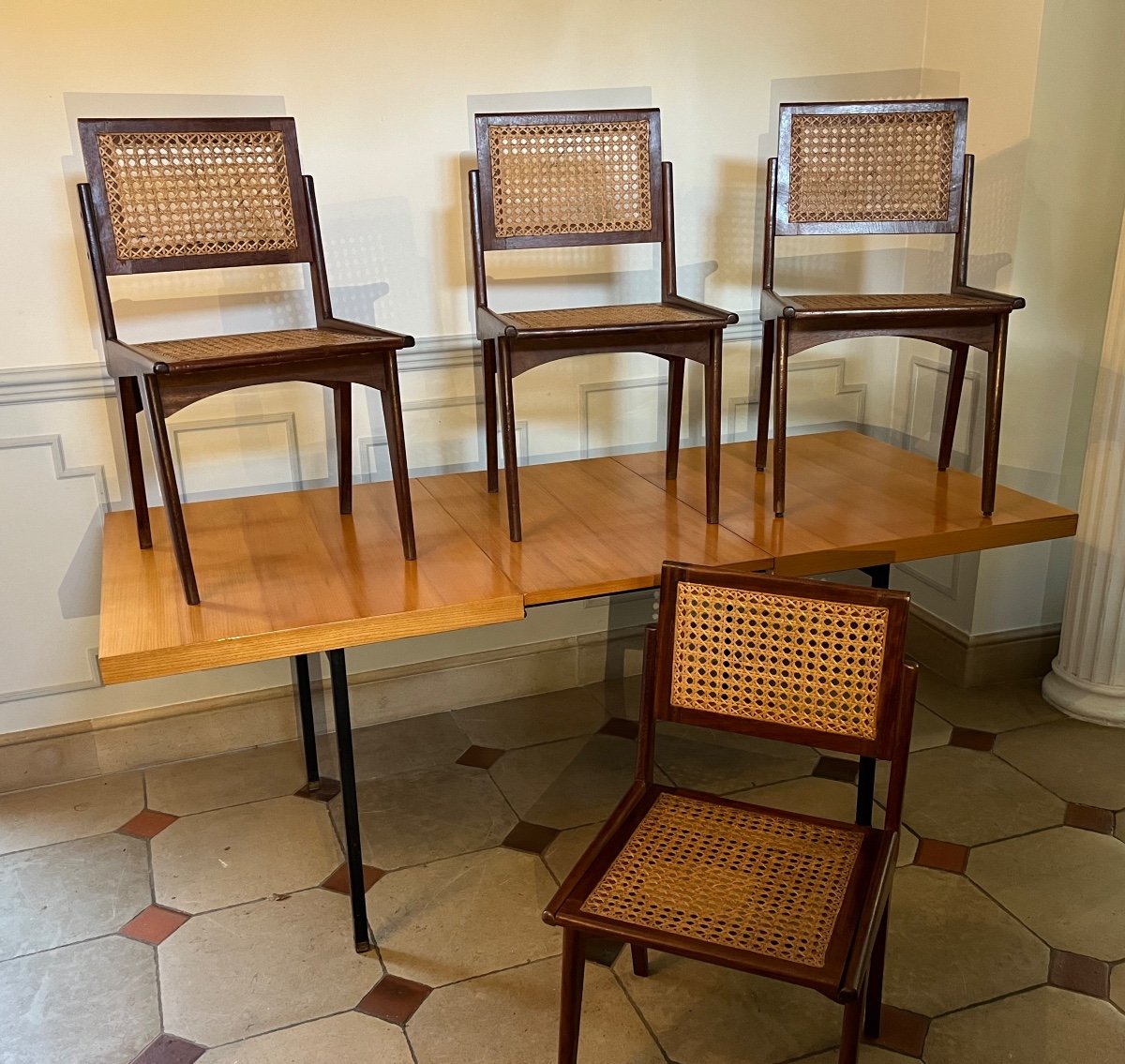 Four Scandinavian Teak Chairs Based On A Model By Le Corbusier-photo-2