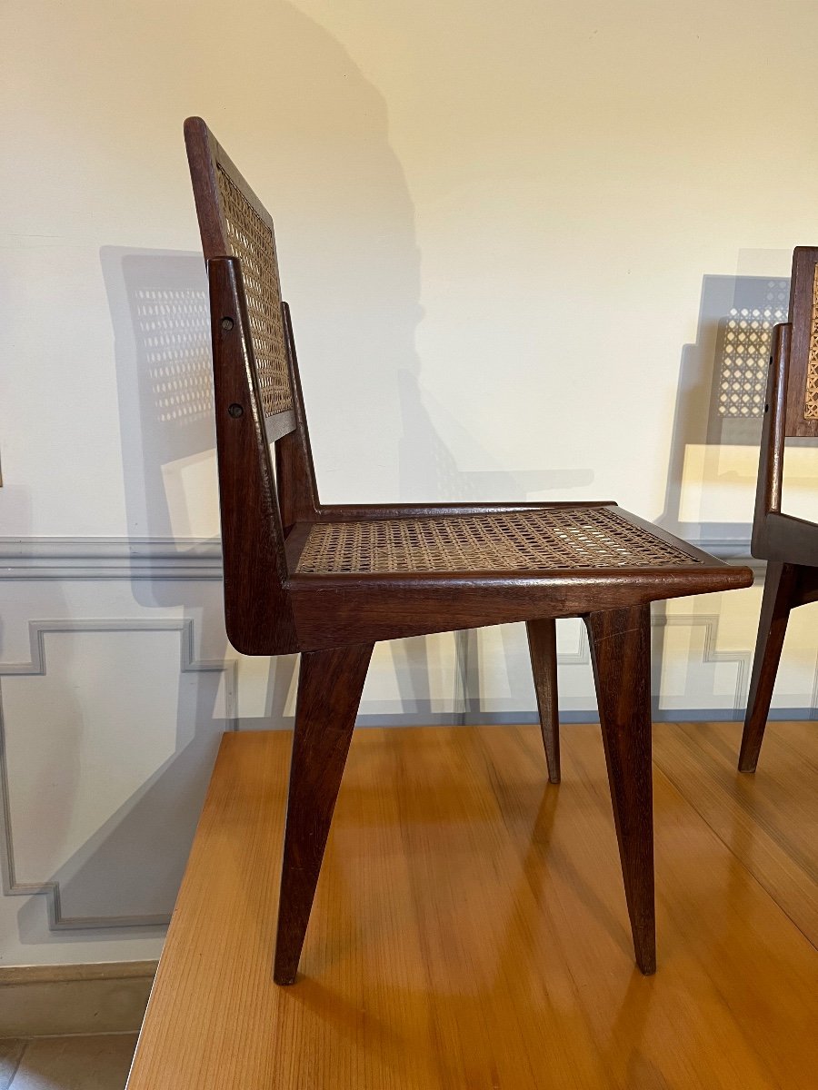 Four Scandinavian Teak Chairs Based On A Model By Le Corbusier-photo-3