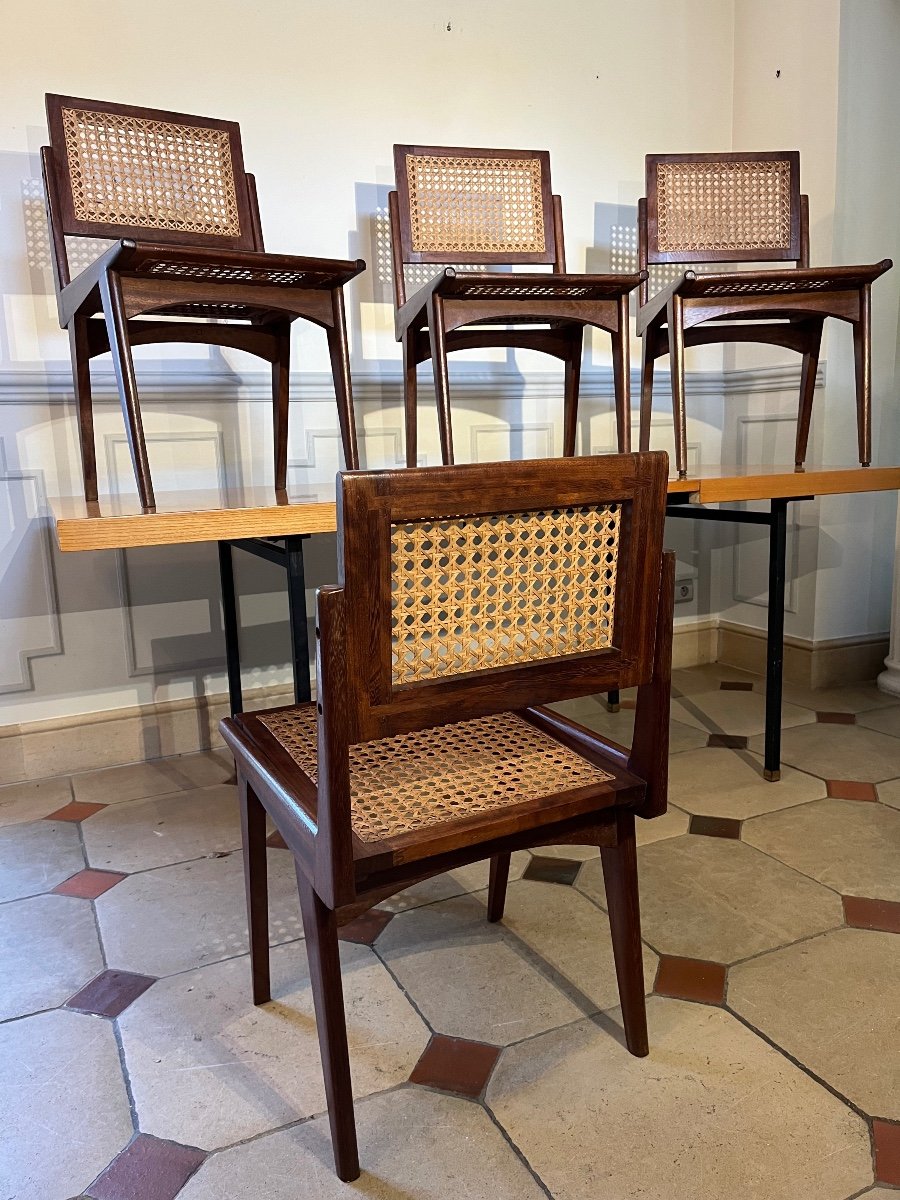 Four Scandinavian Teak Chairs Based On A Model By Le Corbusier-photo-5