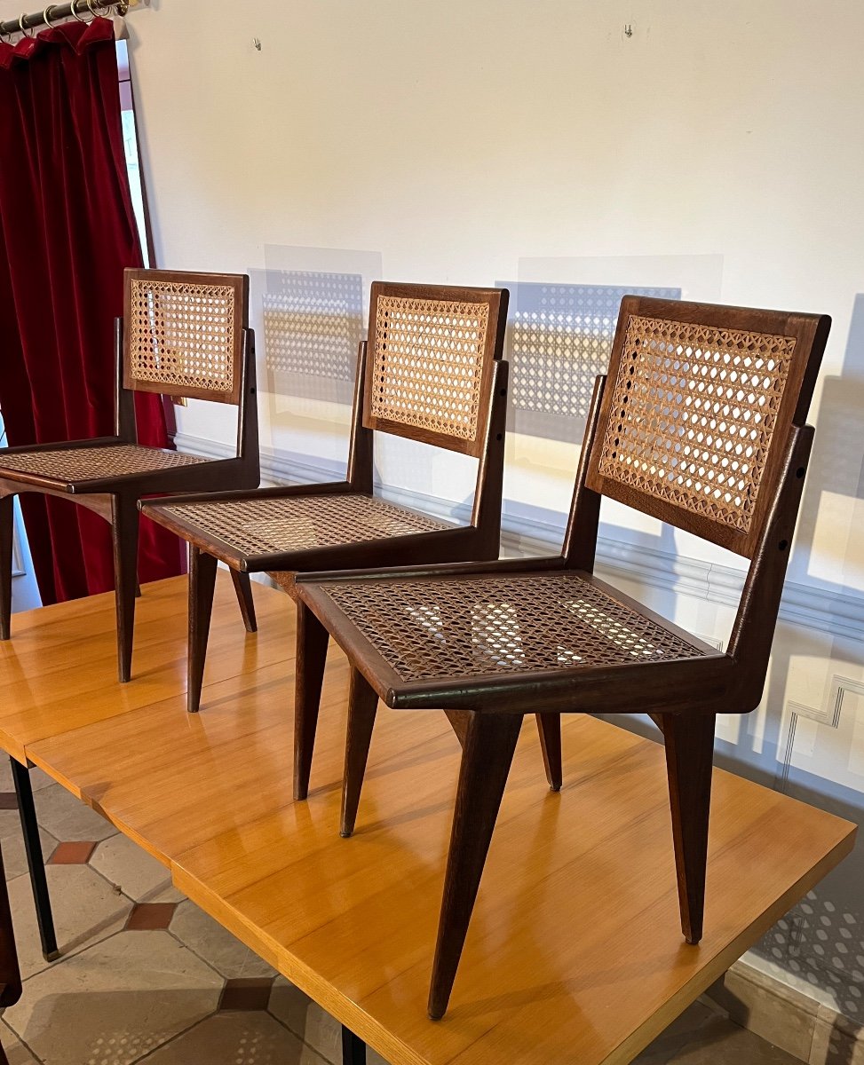 Four Scandinavian Teak Chairs Based On A Model By Le Corbusier-photo-6