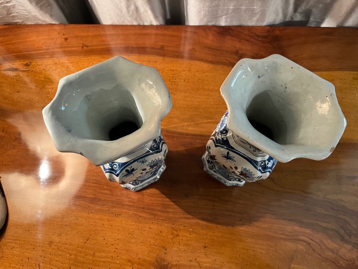 Pair Of 19th Century Delft Ceramic Vases-photo-4