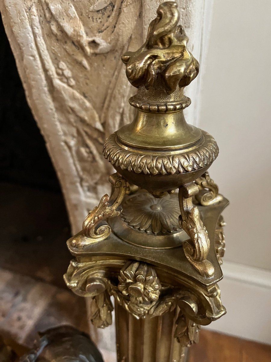 19th Century Bronze Fireplace Bar With Cherub Decor-photo-6