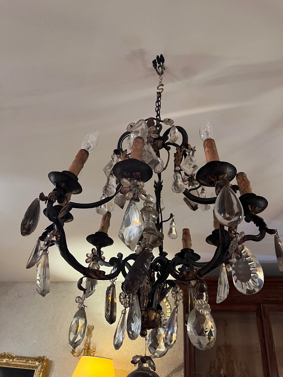 Louis XV Style Wrought Iron Chandelier With 6 Light Arms-photo-1