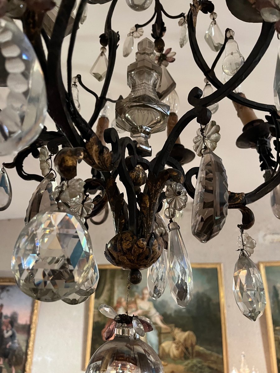 Louis XV Style Wrought Iron Chandelier With 6 Light Arms-photo-2