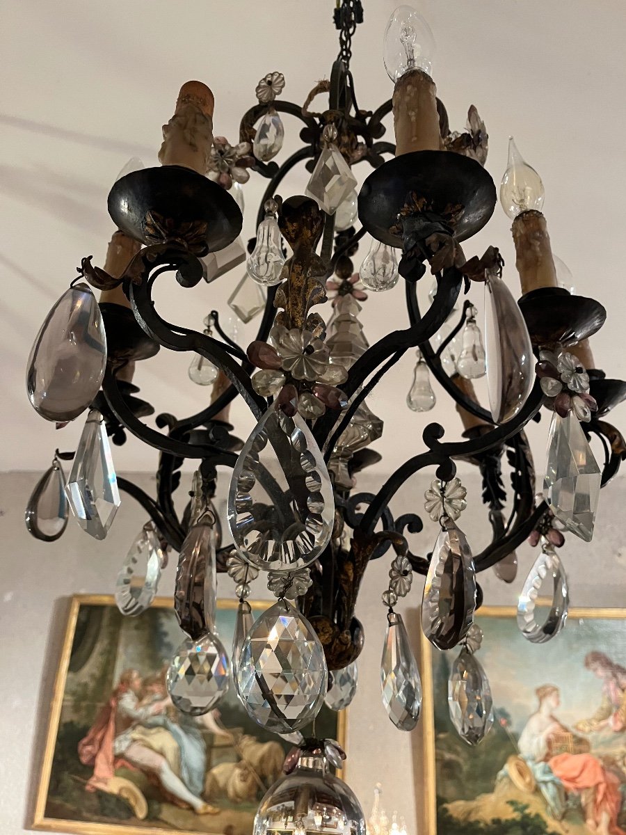 Louis XV Style Wrought Iron Chandelier With 6 Light Arms-photo-4