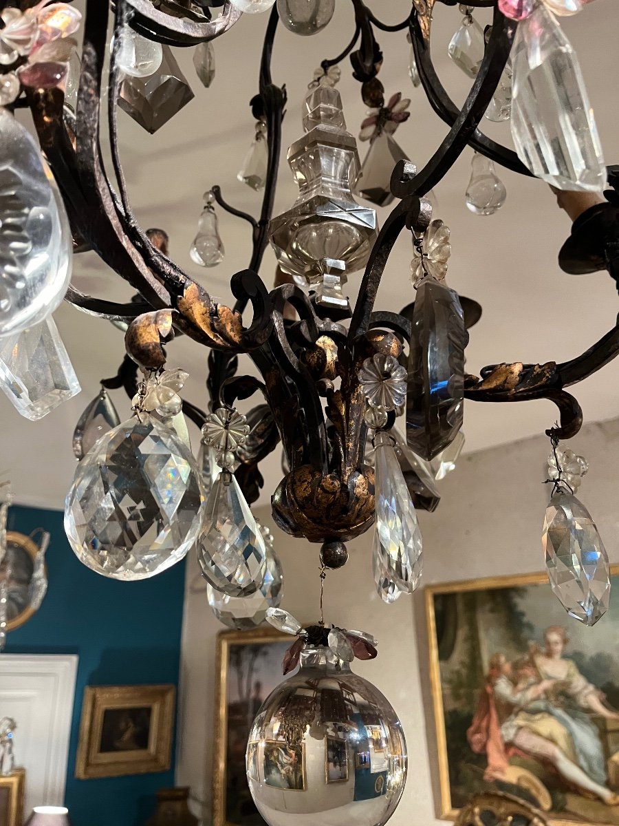 Louis XV Style Wrought Iron Chandelier With 6 Light Arms-photo-7