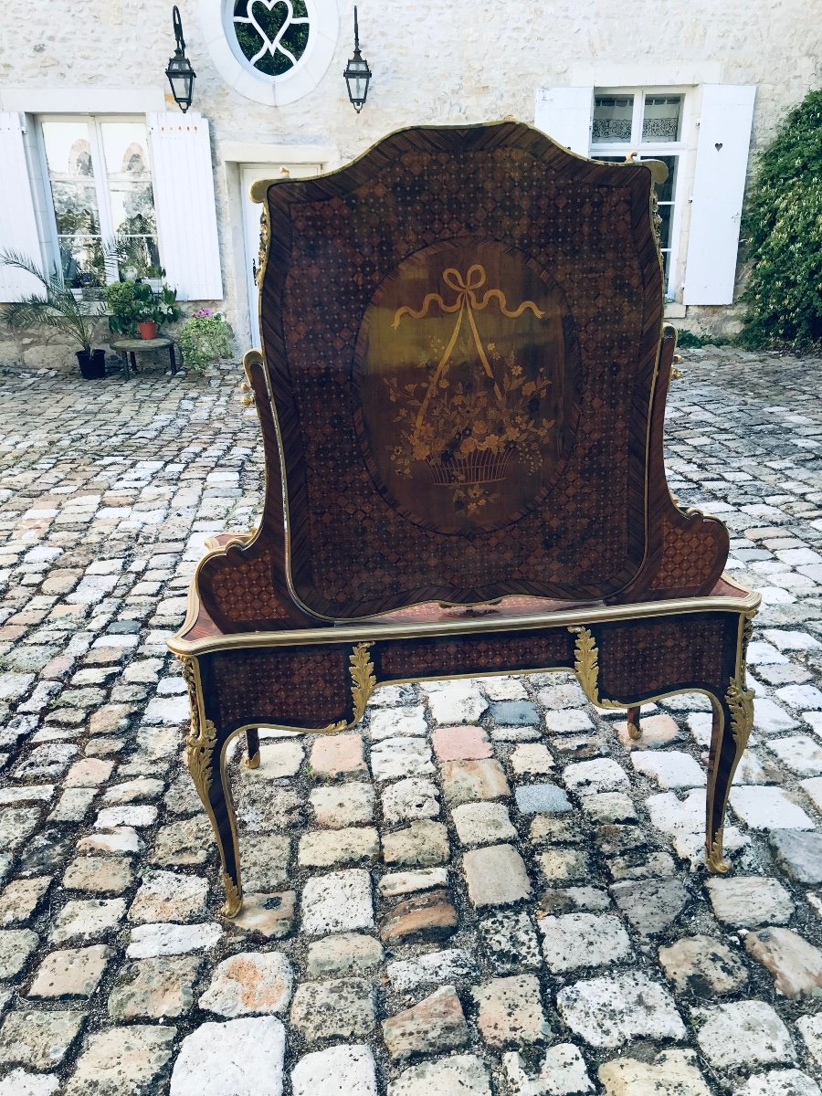 élégante Coiffeuse En Marqueterie De Style Louis  XV  Attribuée à Joseph - Emmanuel Zwiener-photo-2