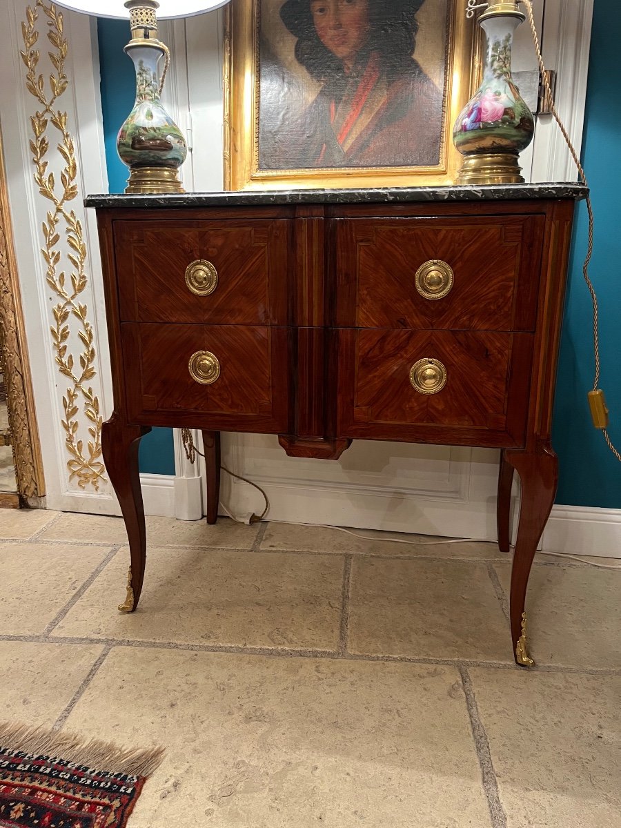 Commode Transition En Bois De Rose Et Satiné Du XVIIIe-photo-3