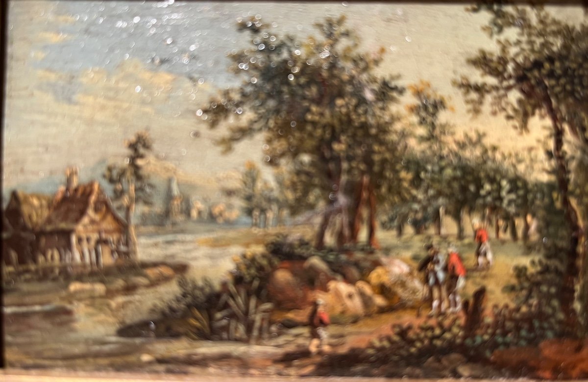 18th Century Landscape - Oil On Panel 