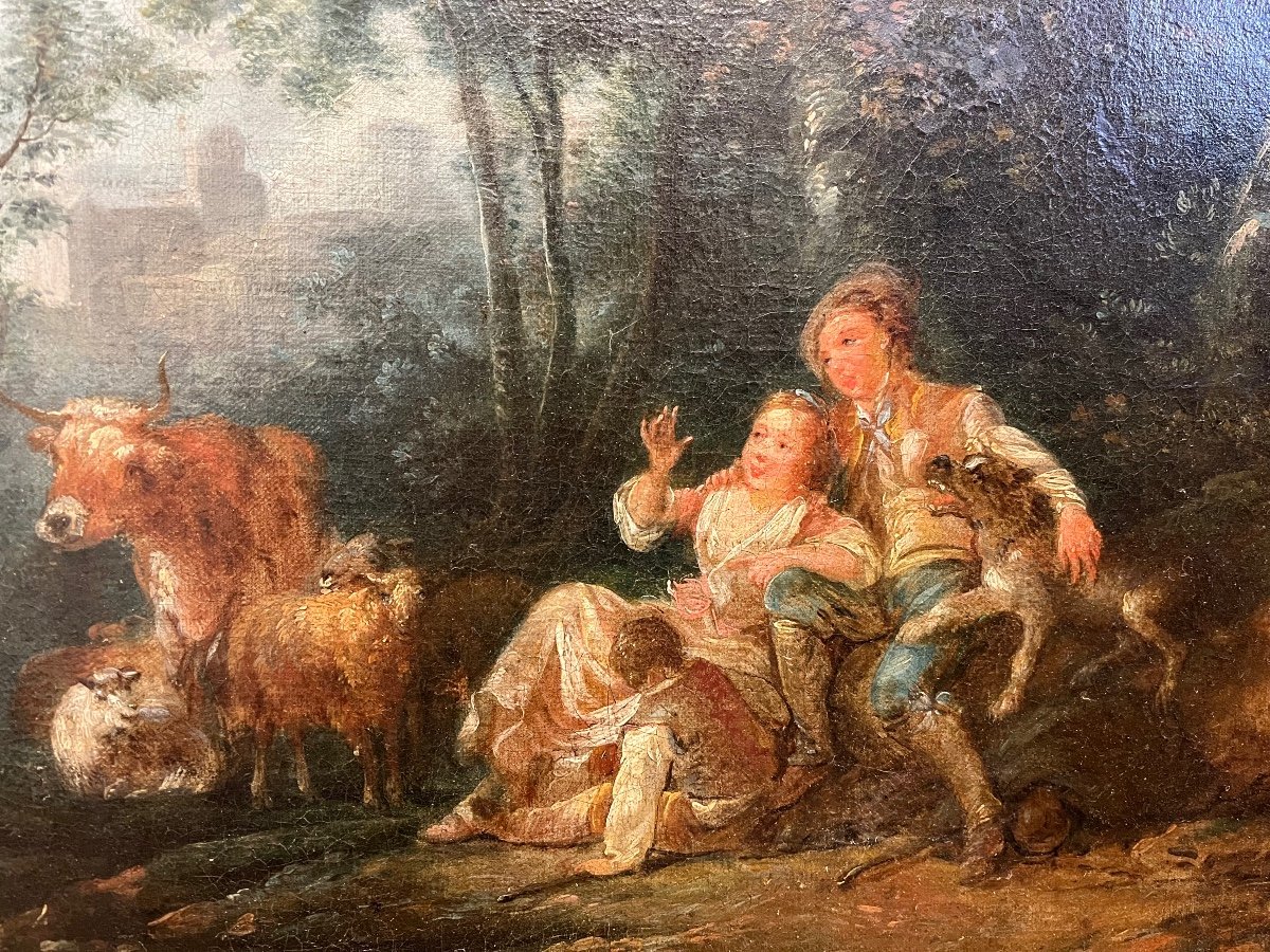 Oil On Canvas 18th Century - Pastoral -photo-2