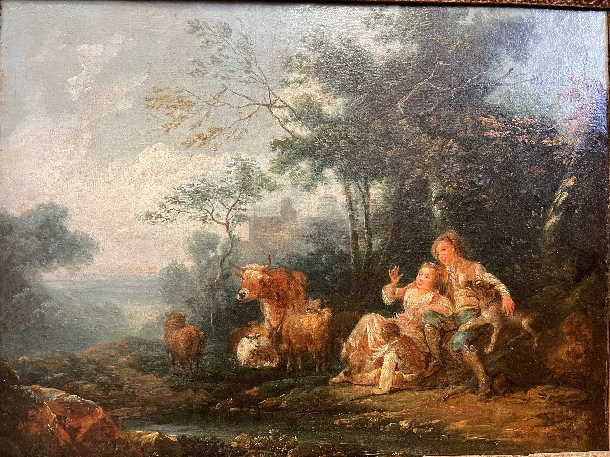 Oil On Canvas 18th Century - Pastoral -photo-4