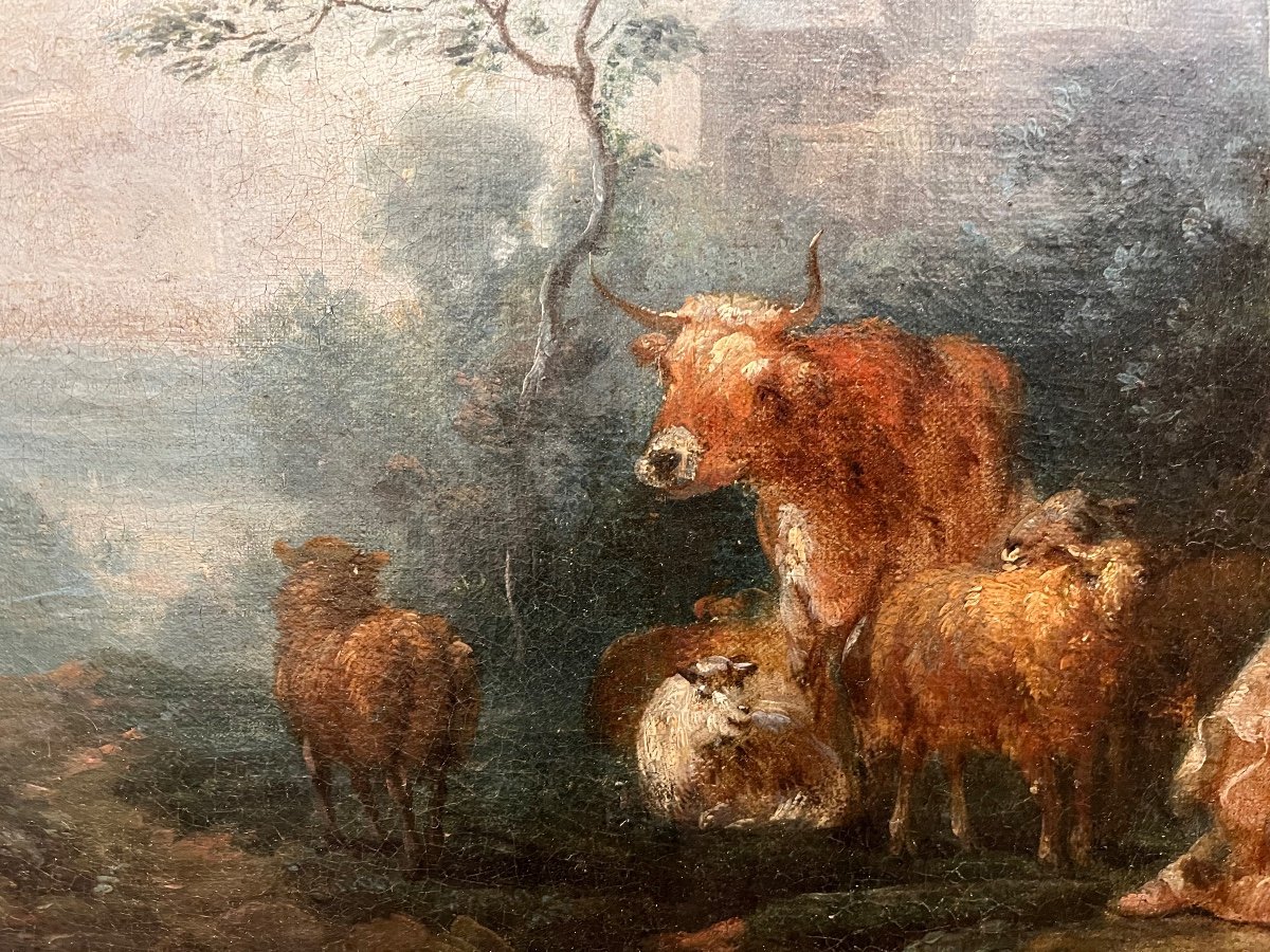 Oil On Canvas 18th Century - Pastoral -photo-3