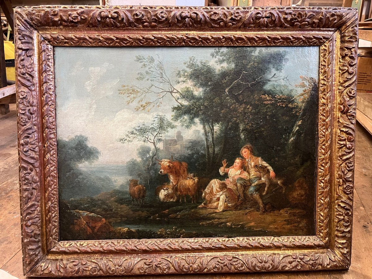 Oil On Canvas 18th Century - Pastoral -photo-7