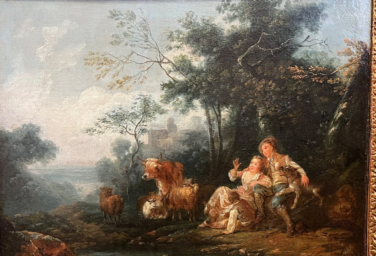 Oil On Canvas 18th Century - Pastoral 