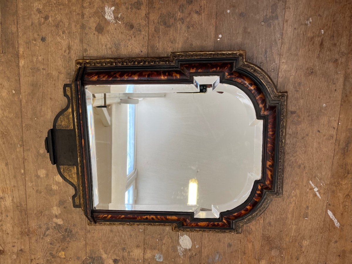 18th Century Italian Tortoiseshell And Gilded Wood Mirror -photo-3