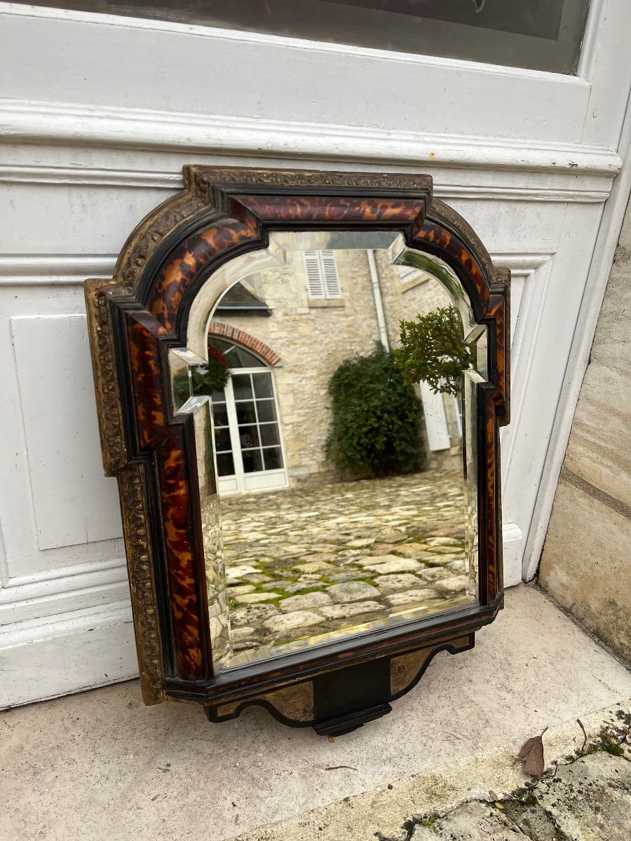 18th Century Italian Tortoiseshell And Gilded Wood Mirror 