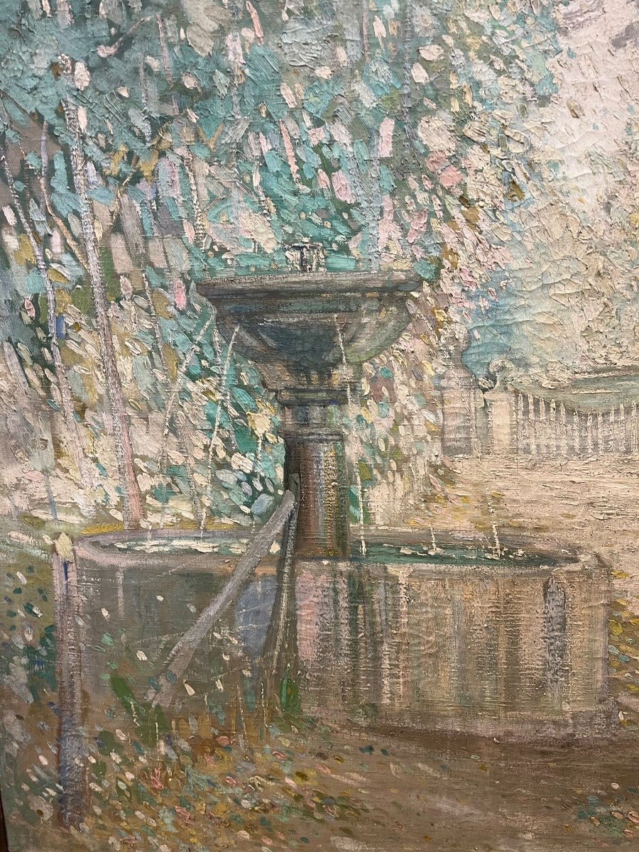 La Fontaine  - Huile Sur Toile  Par Gregorio -photo-3