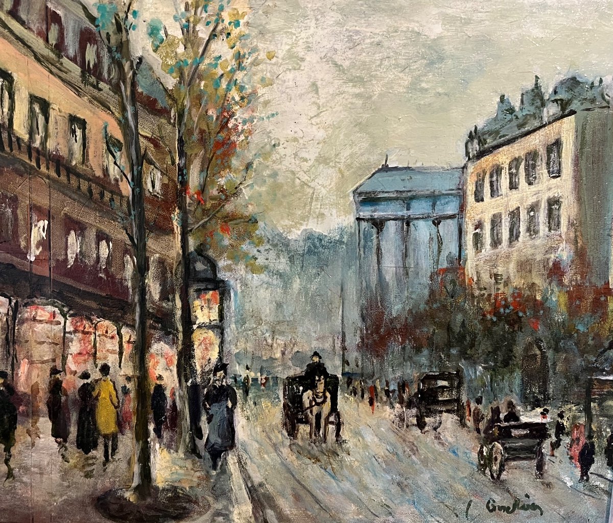 Huile Sur Panneau Vue De Paris -photo-4