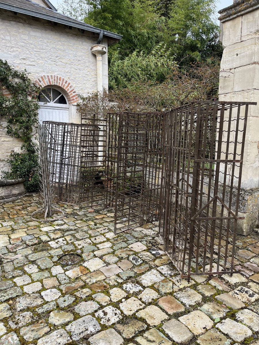 Trois Casiers à Bouteilles Avec Portes  En Fer Forgé  XIXe-photo-4