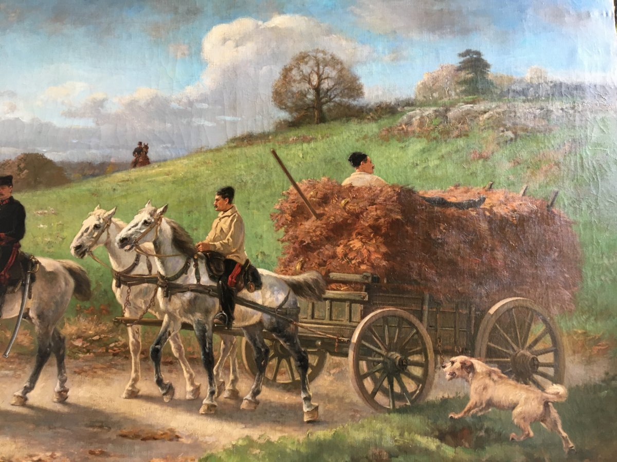 Artillery Cart Returning From The Forage Chore - Pierre Auguste Brunet-houard-photo-2