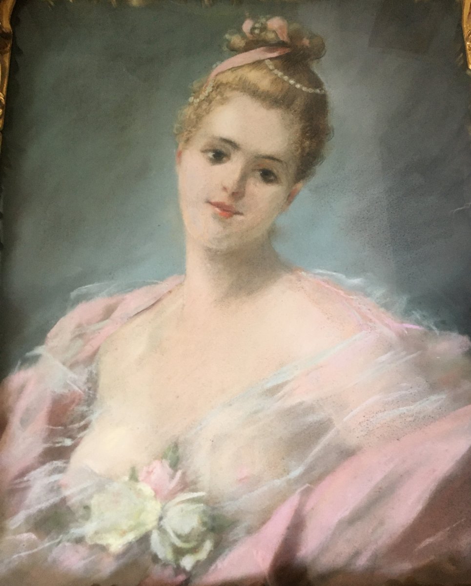 Pastel: Portrait Of Elegant - 1900