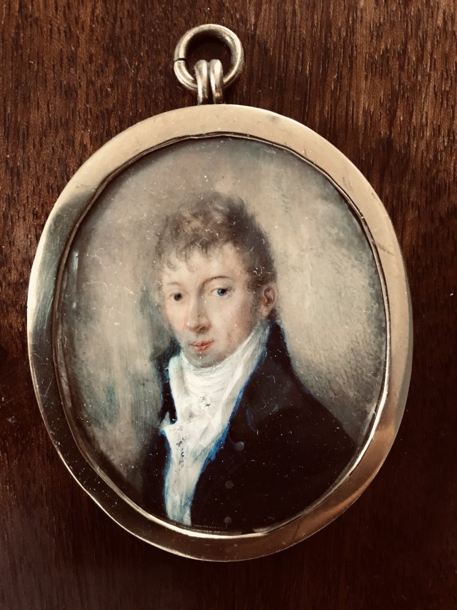 Miniature On Ivory - Portrait Of A Man - XIXth-photo-2