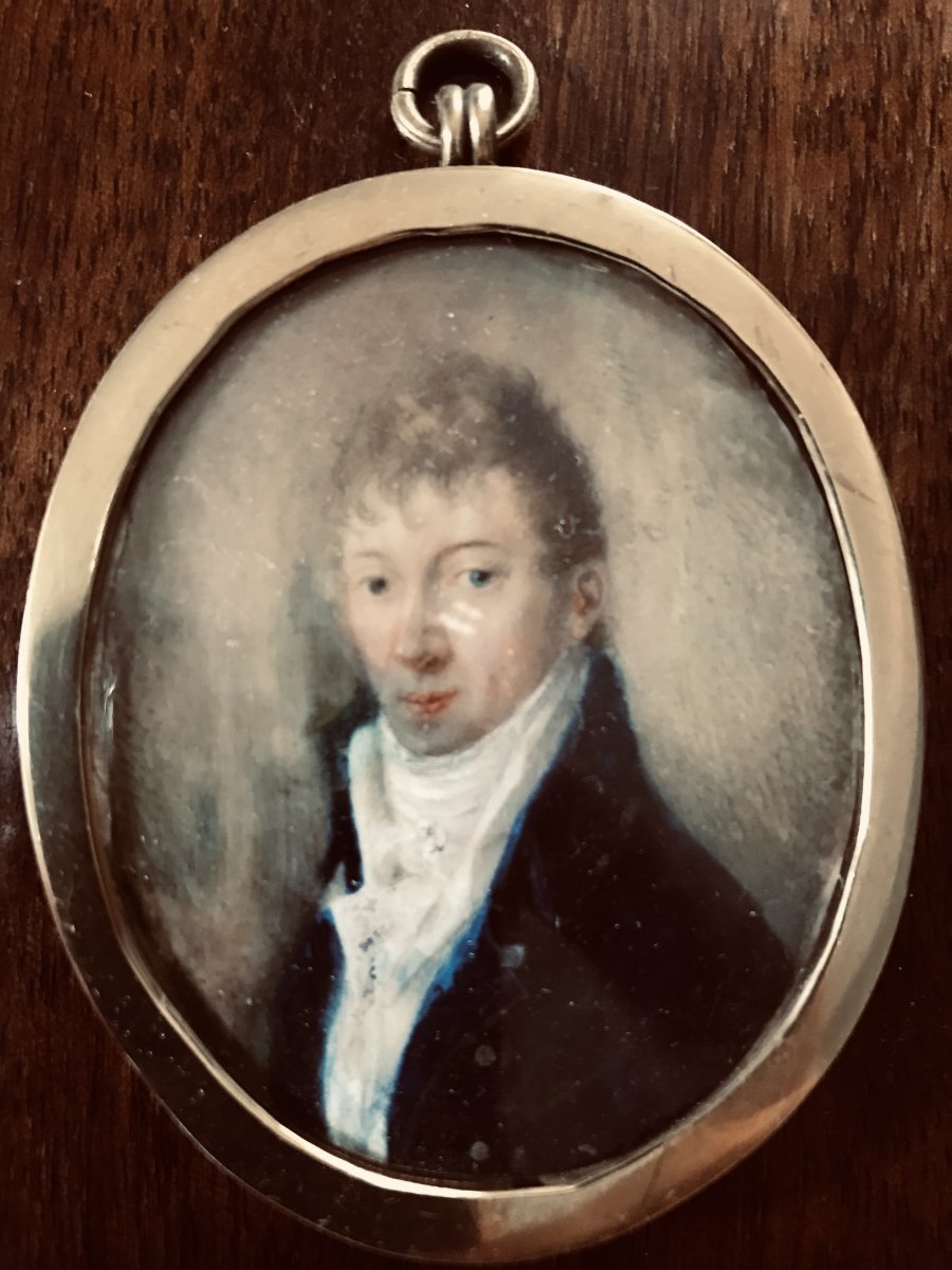 Miniature On Ivory - Portrait Of A Man - XIXth