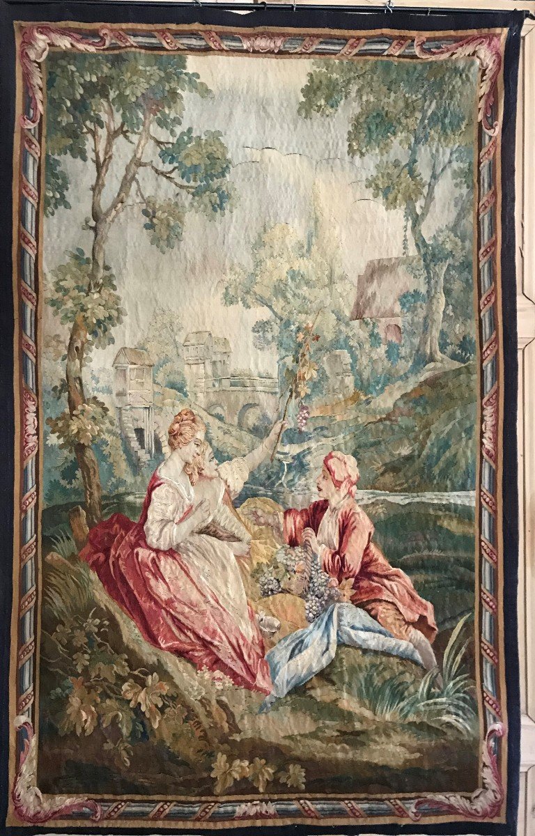 Aubusson Tapestry - Galante Scene - XIXth