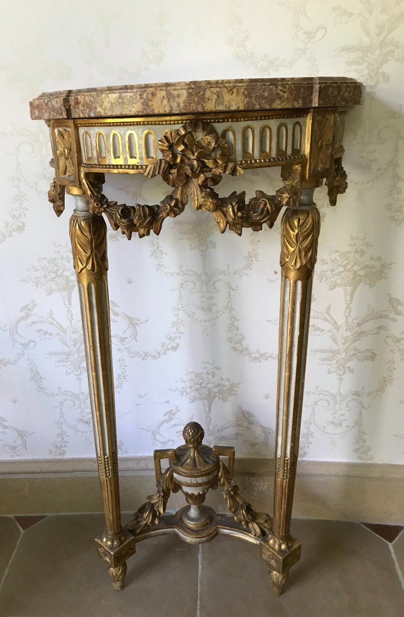 Patinated And Gilded Louis XVI Style Console - XIXth