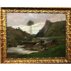 Oil On Canvas "creuse Valley" Signed Fernand Combes