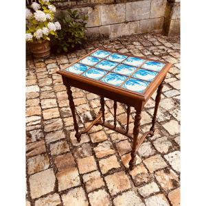 Walnut Table Top With Delft Tiles 17th Century