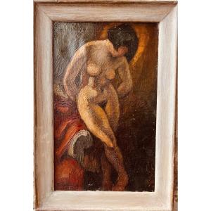 Oil On Canvas Nude Signed Pierre Dubreuil 1891-1970