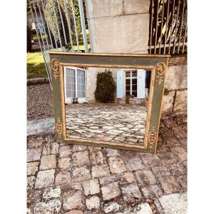 Miroir XVIIIe En Bois Laqué Vert