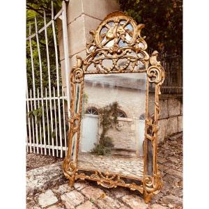 18th Century Golden Wood Beaded Mirror - Beaucaire 